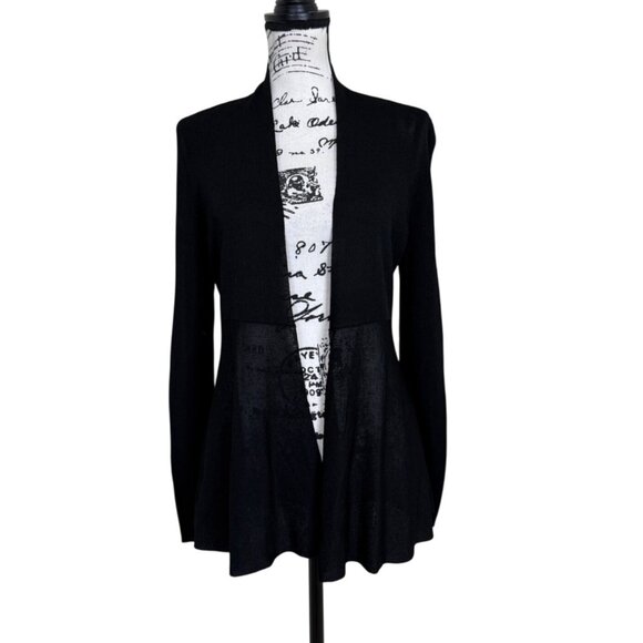 Eileen Fisher Women's Black Open Front Cardigan Long Sweater Lightweight Petite - Picture 1 of 8